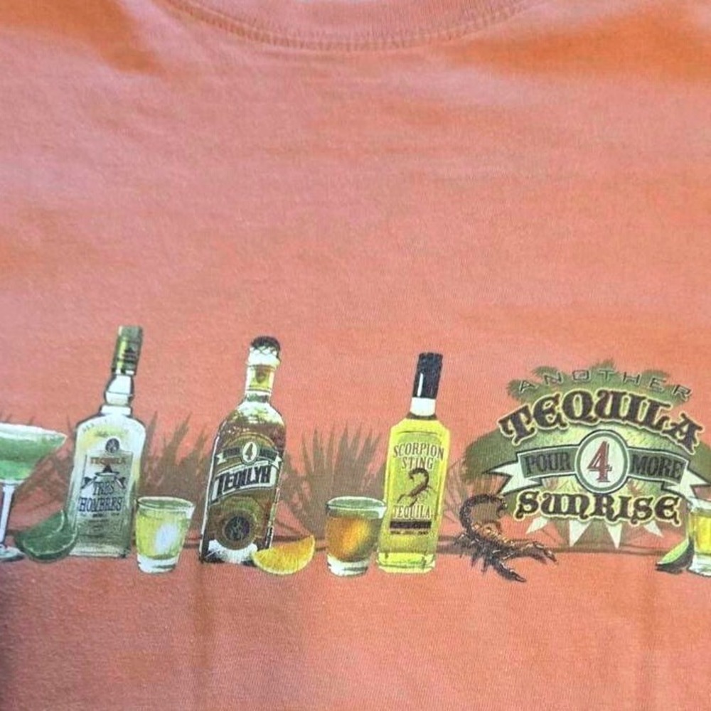 Newport Blue Graphic T-Shirt Mens XL Orange Another Tequila Sunrise Beach Tee